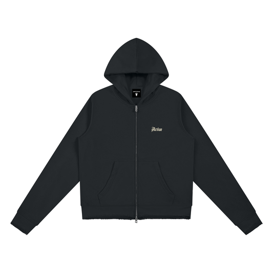Active Raw Edge Full Zip Hoodie