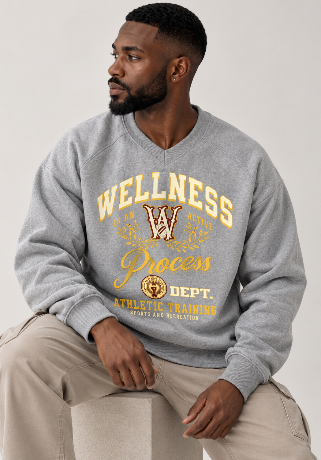 Wellness Sport V-Neck Crew-Grey