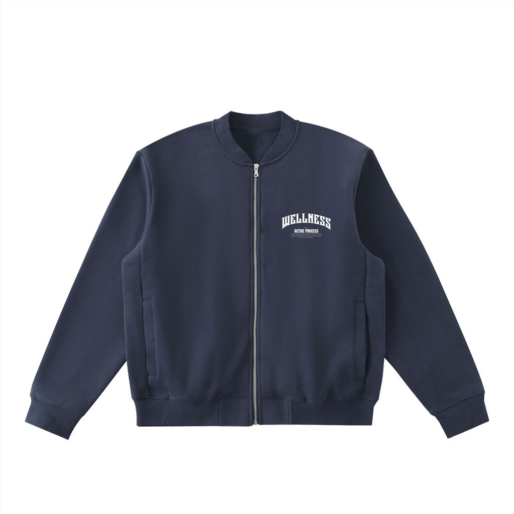 Wellness Zip-Up Fleeced Varsity Jacket