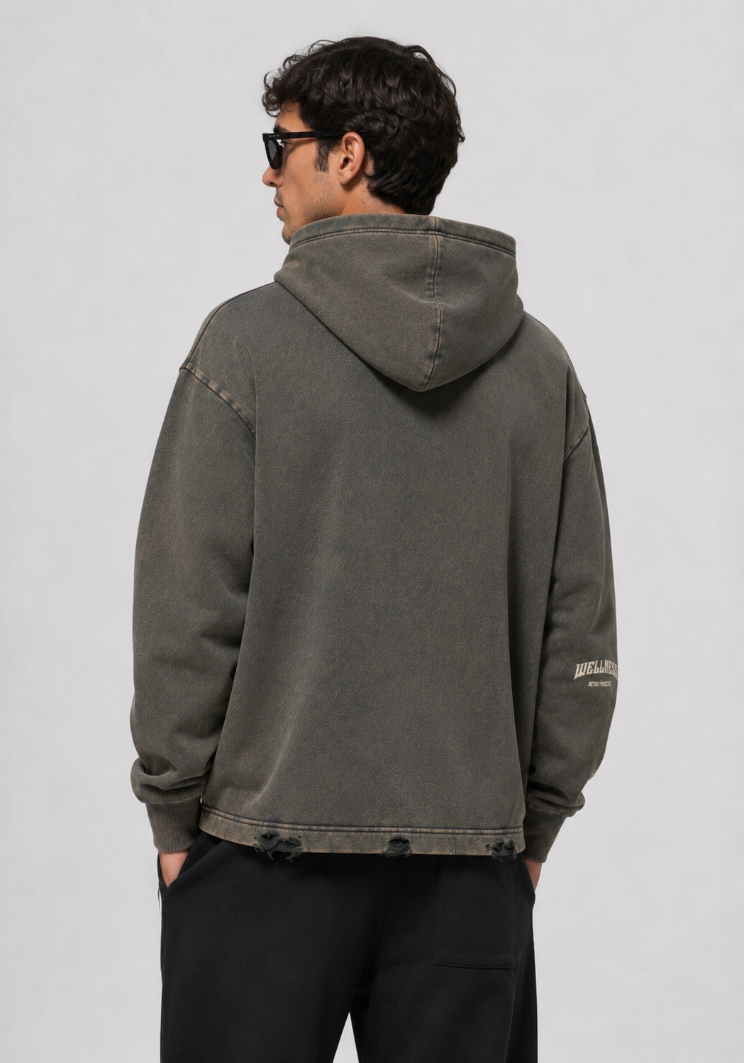 Wellness Vintage Frayed-Hem Hoodie