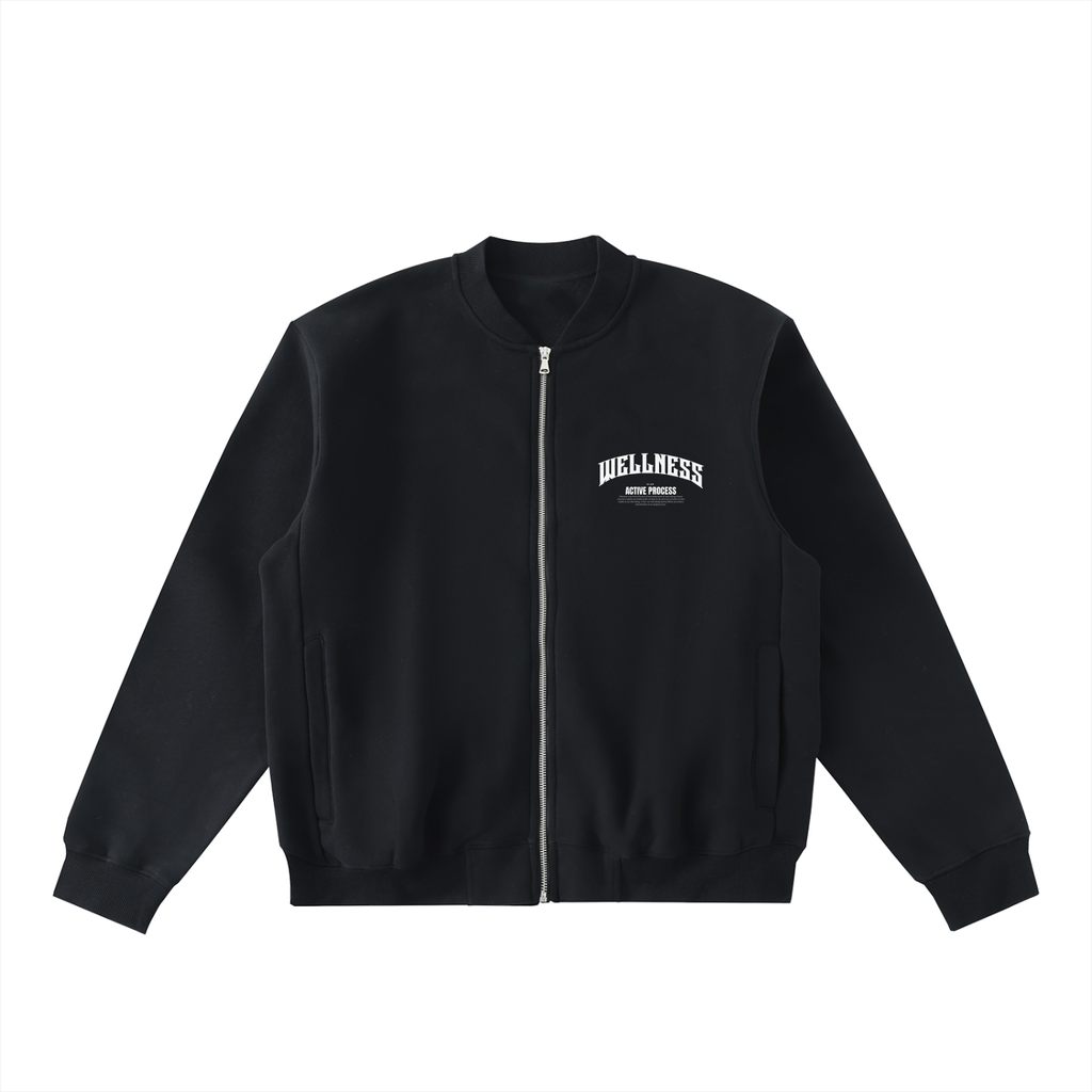 Wellness Zip-Up Fleeced Varsity Jacket