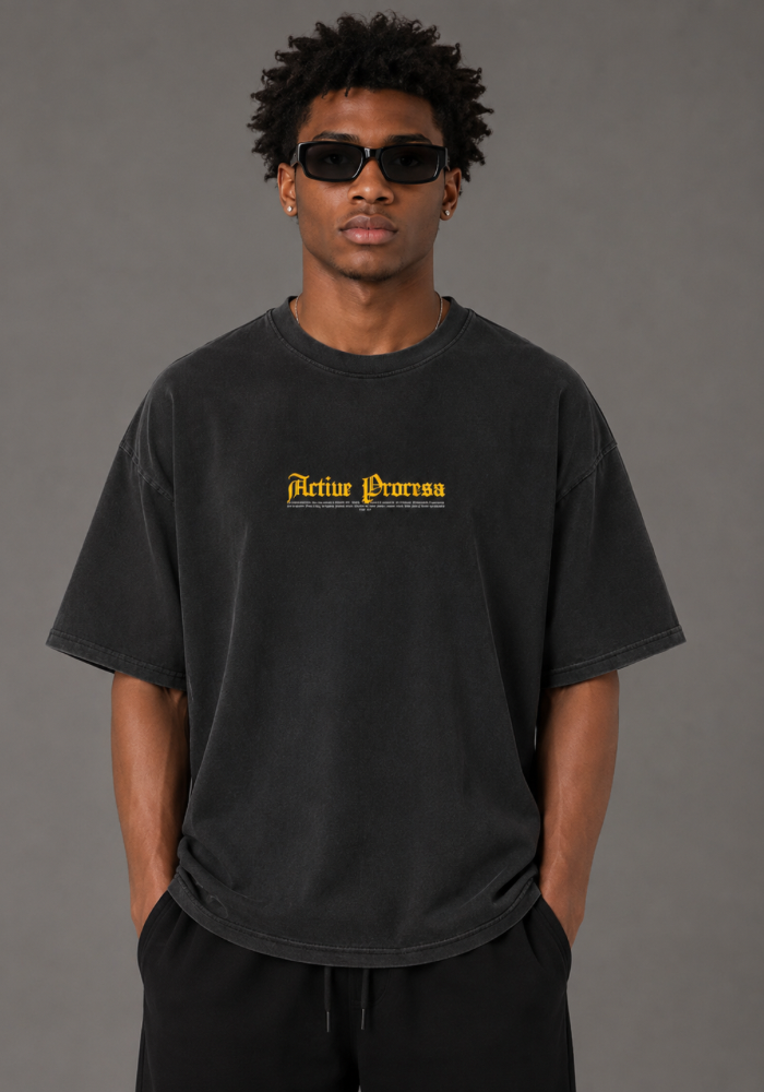 Active Vintage Frayed Tee-Gold