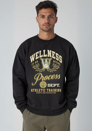 Wellness Fleece Graphic Crewneck Sweatshirt (Black)