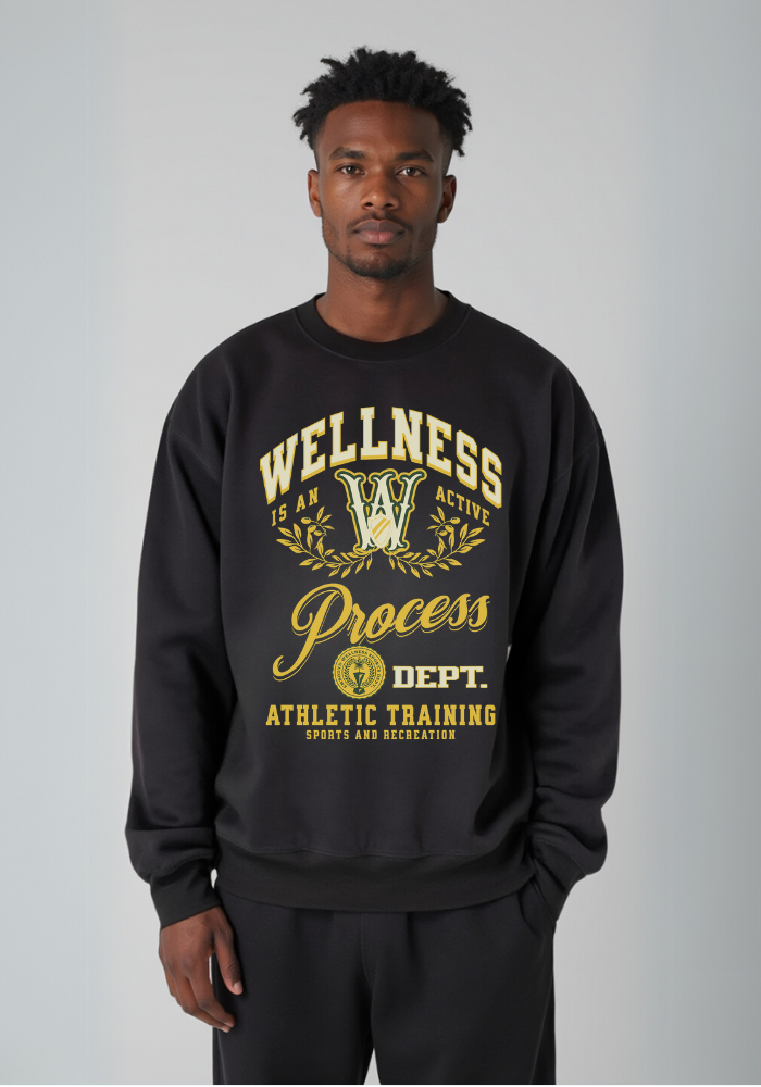 Wellness Fleece Graphic Crewneck Sweatshirt (Black)