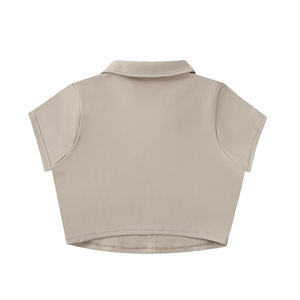 Active V-Neck Lapel Crop Top