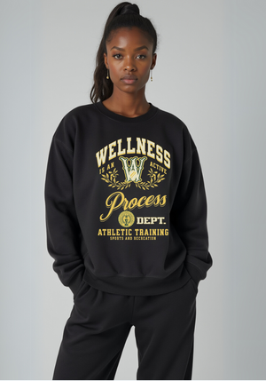 Wellness Fleece Graphic Crewneck Sweatshirt (Black)