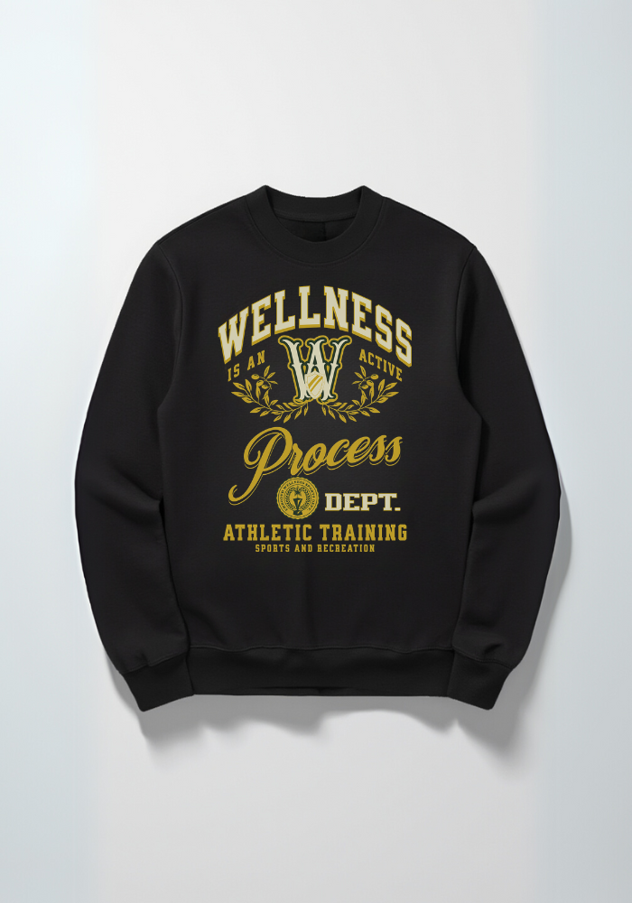 Wellness Fleece Graphic Crewneck Sweatshirt (Black)