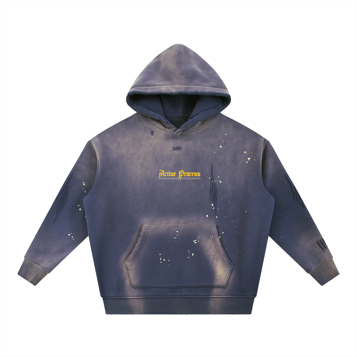 Active Frayed Fleece Hoodie-Yellow