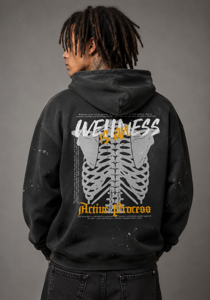 Active Frayed Fleece Hoodie-Yellow