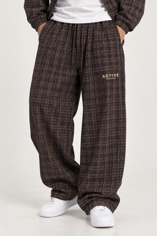Active Plaid Wide Leg Pants