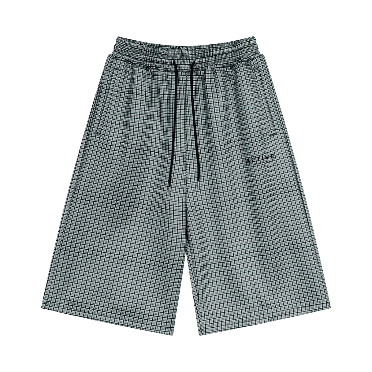 Active Plaid Drawstring Shorts