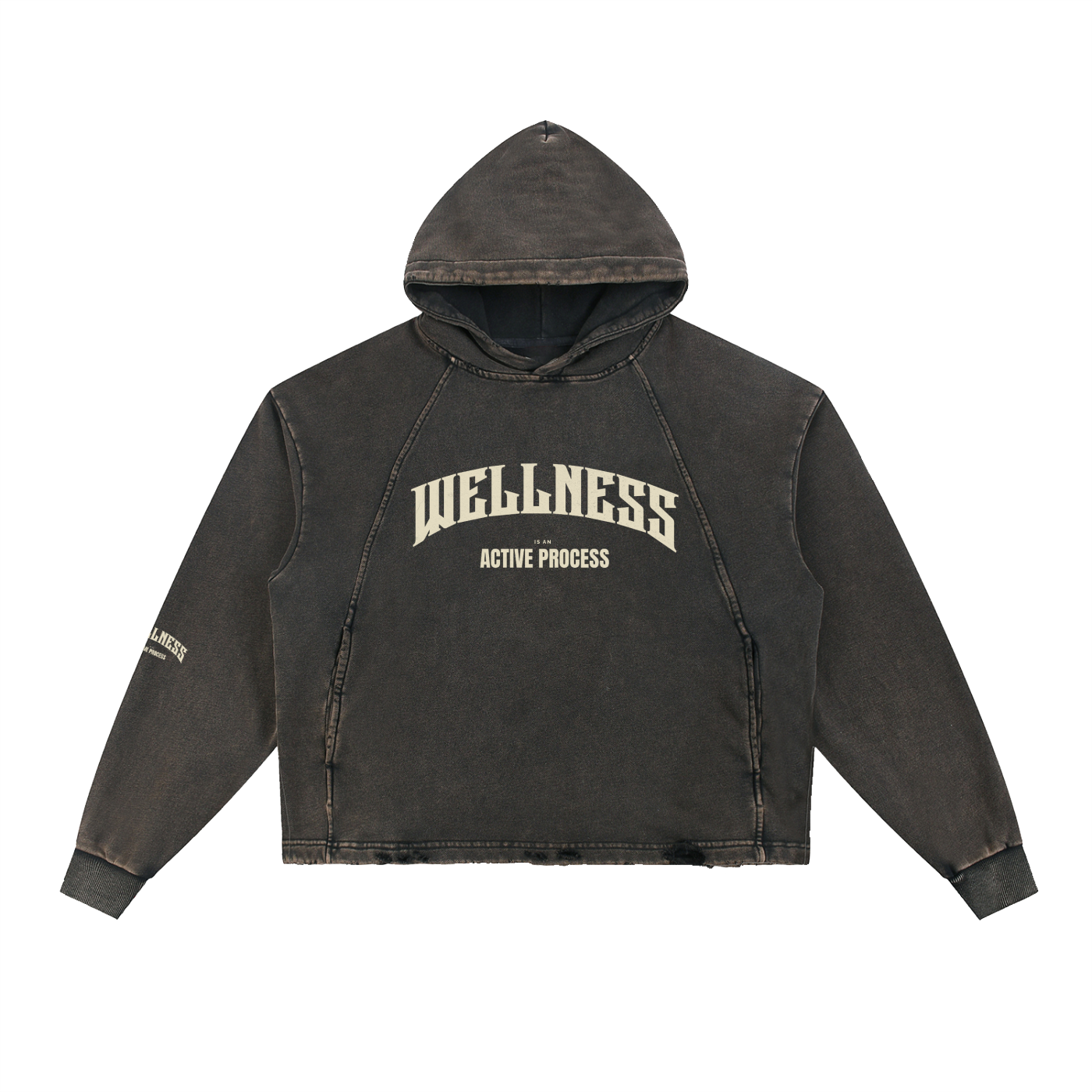 Wellness Vintage Washed Frayed-Hem Hoodie