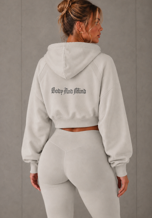 Active Cropped Zip-Through Hoodie-Light