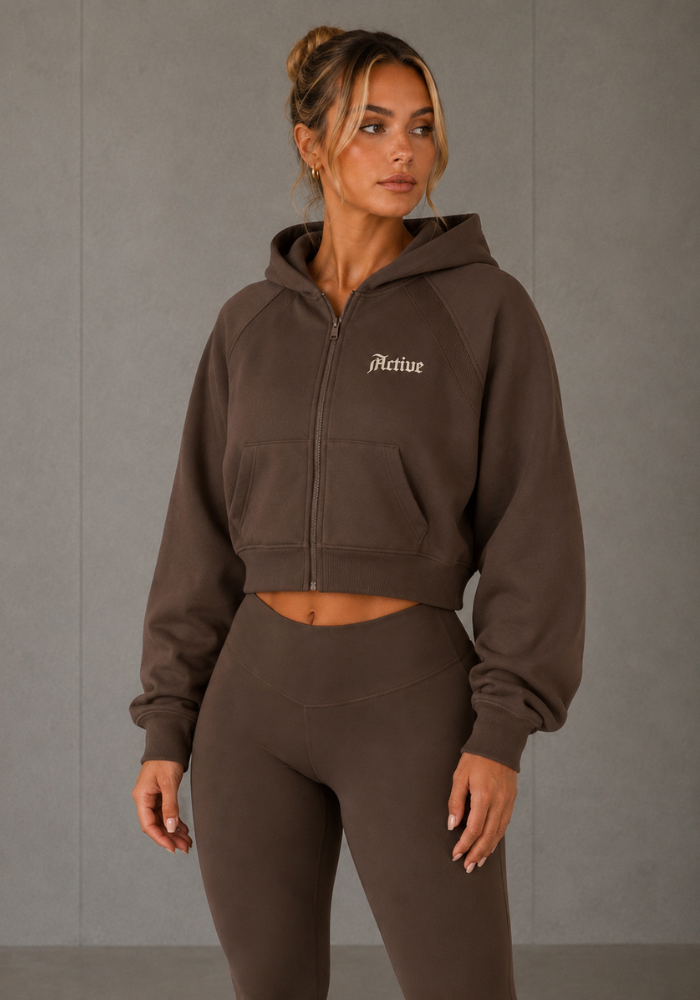 Active Cropped Zip-Through Hoodie