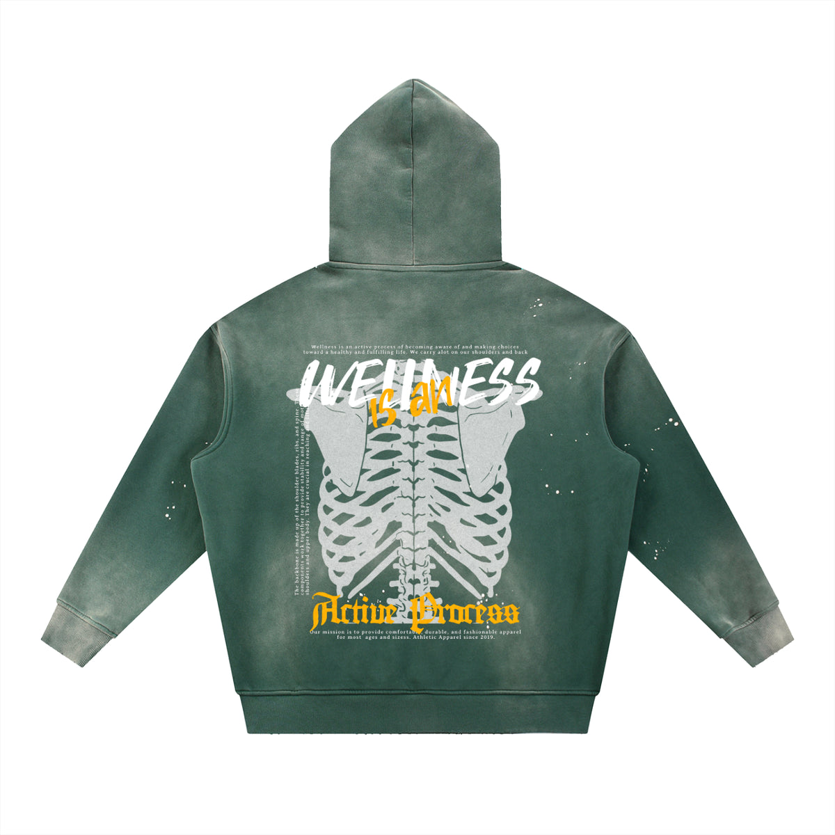 Active Frayed Fleece Hoodie-Yellow