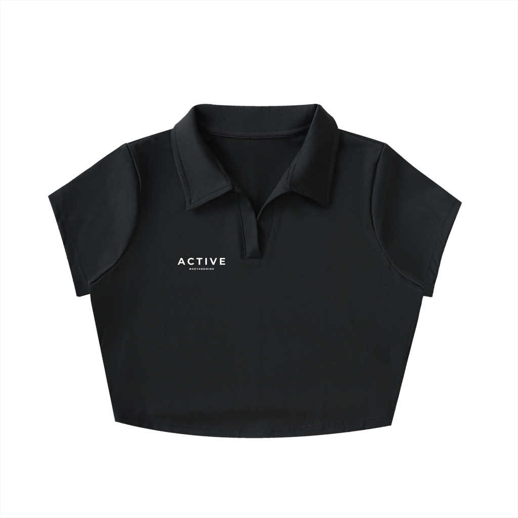 Active V-Neck Lapel Crop Top