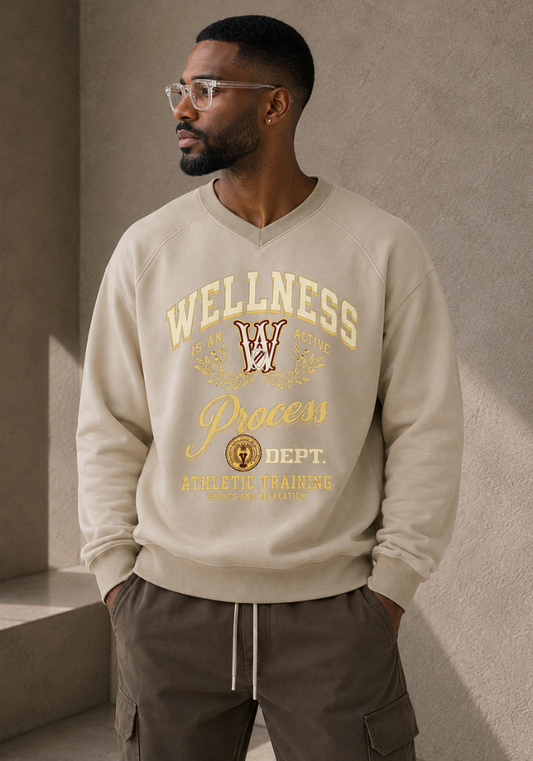 Wellness Sport V-Neck Crew-Khaki