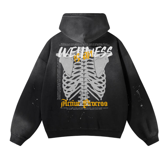 Active Frayed Fleece Hoodie-Yellow