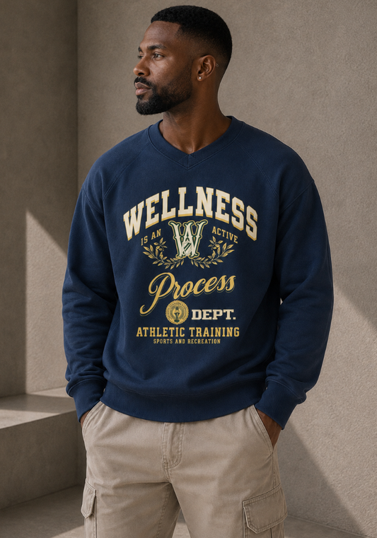 Wellness Sport V-Neck Crew-Navy