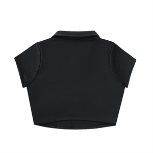 Active V-Neck Lapel Crop Top