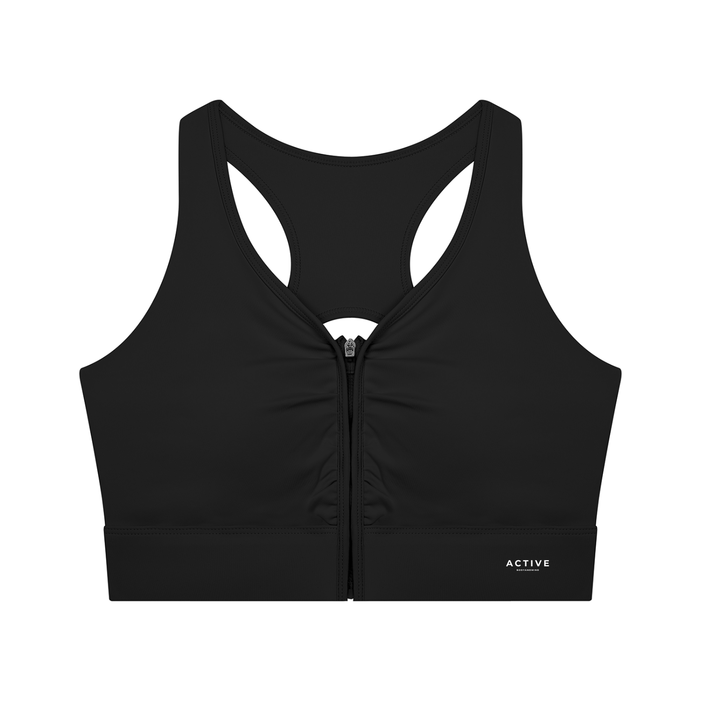 Active Cropped Zip Sports Bra