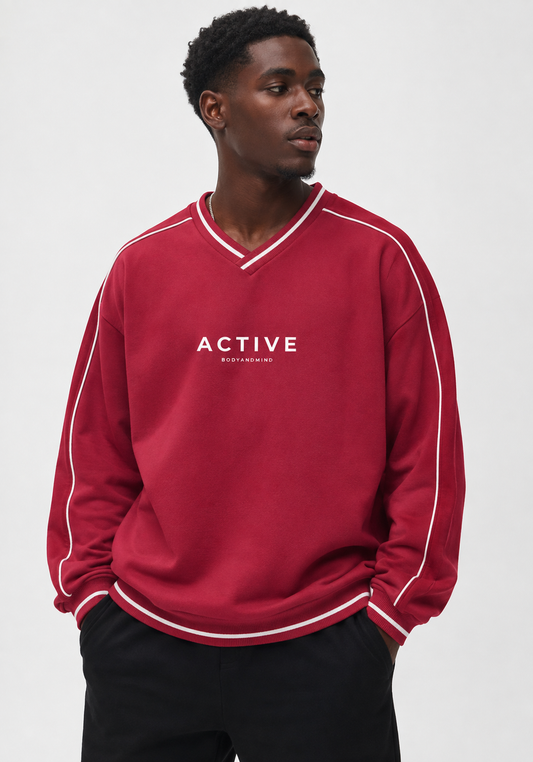 Active Color Block V-Neck Sweatshirt