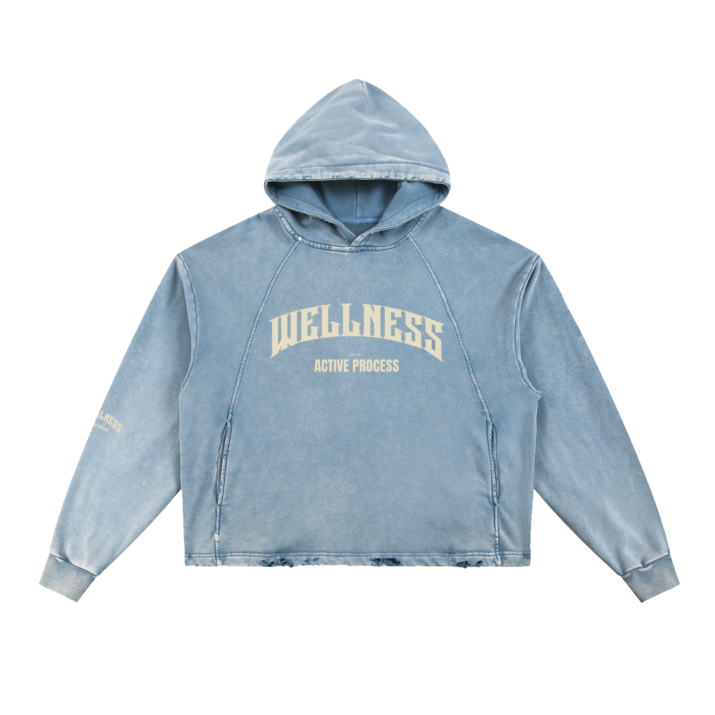 Wellness Vintage Washed Frayed-Hem Hoodie