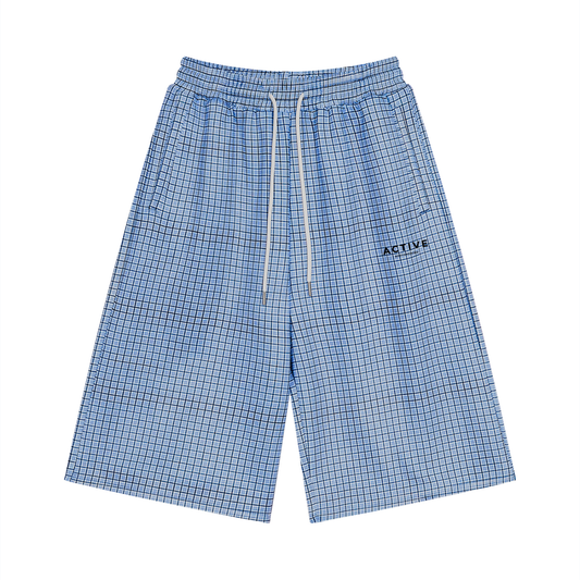 Active Plaid Drawstring Shorts