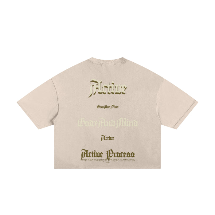 Active Frayed Boxy Tee-Apricot