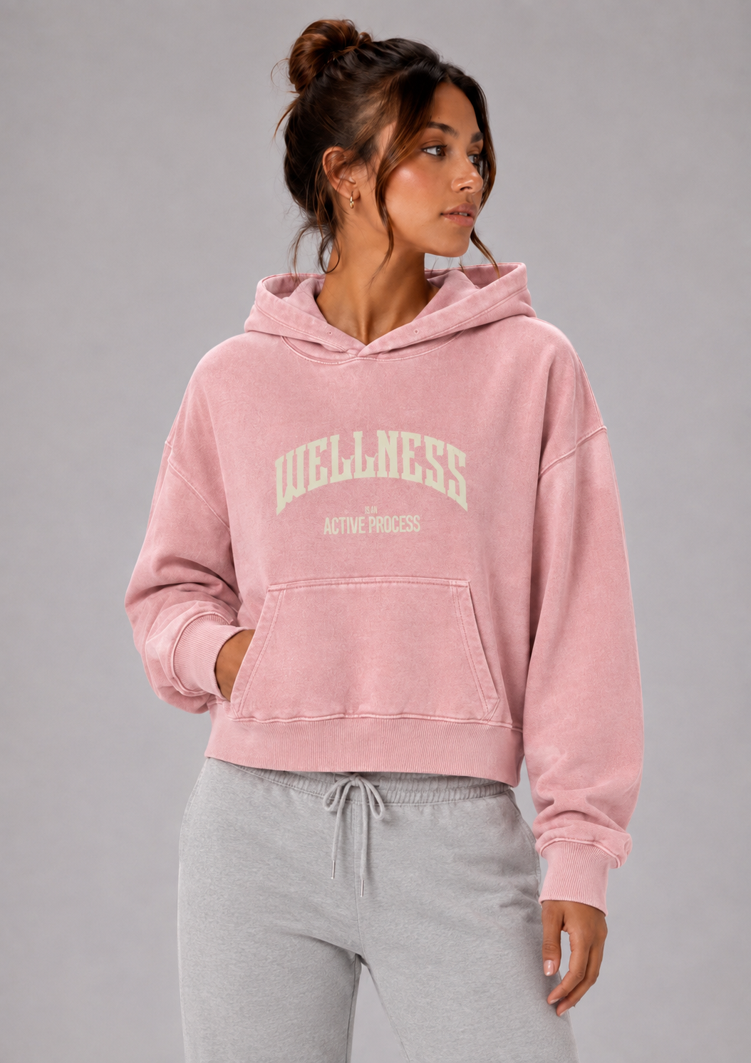 Wellness Vintage Cropped Hoodie