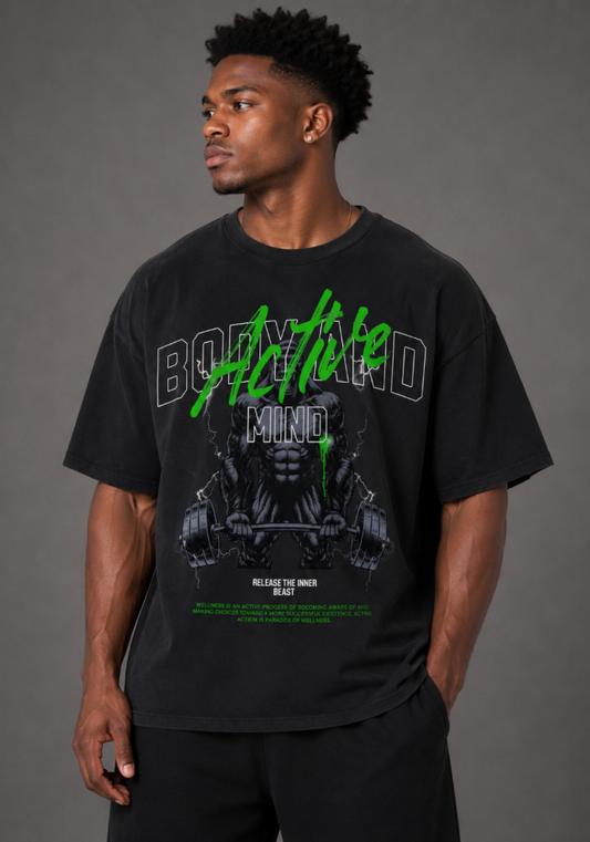 Active Beast Graphic Tee-Green