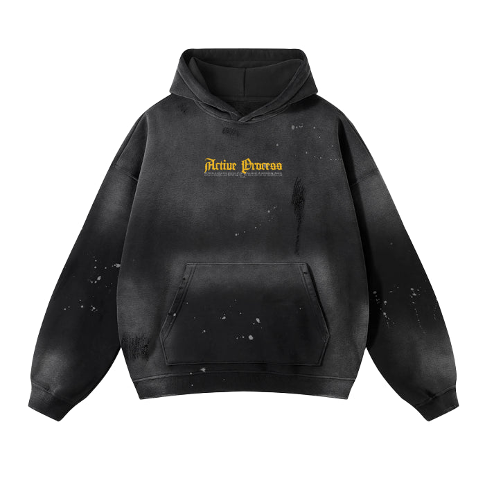 Active Frayed Fleece Hoodie-Yellow
