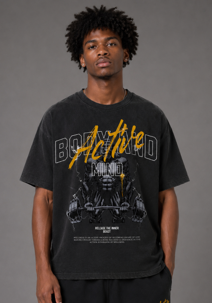 Active Beast Graphic Tee-Gold