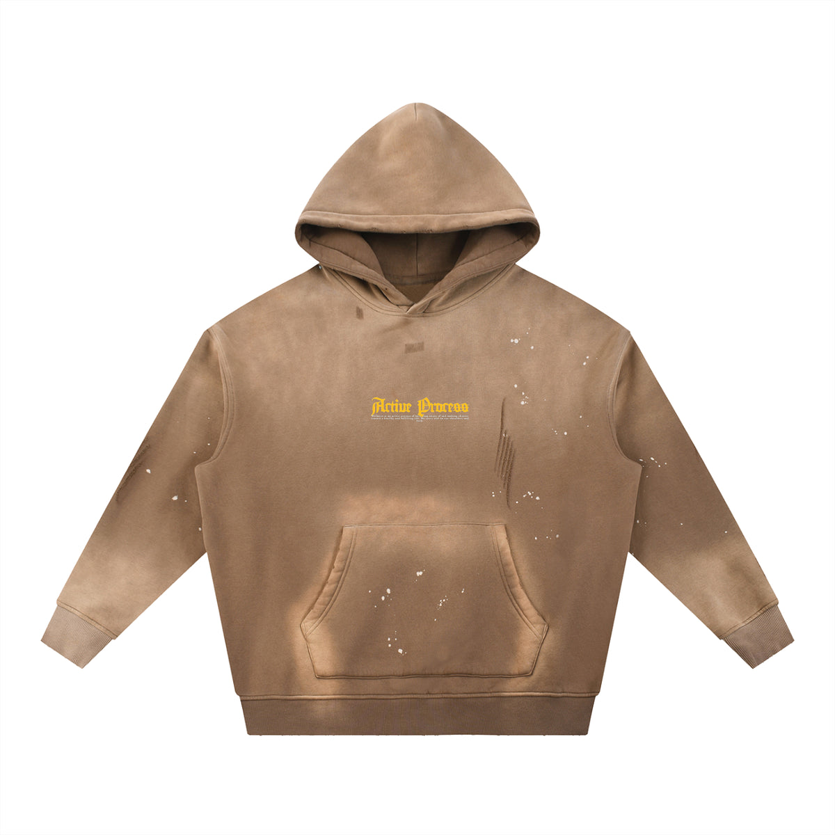 Active Frayed Fleece Hoodie-Yellow