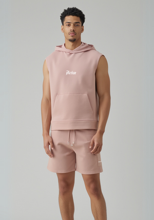 Active Sleeveless Hooded Short Set (Salmon Pink)