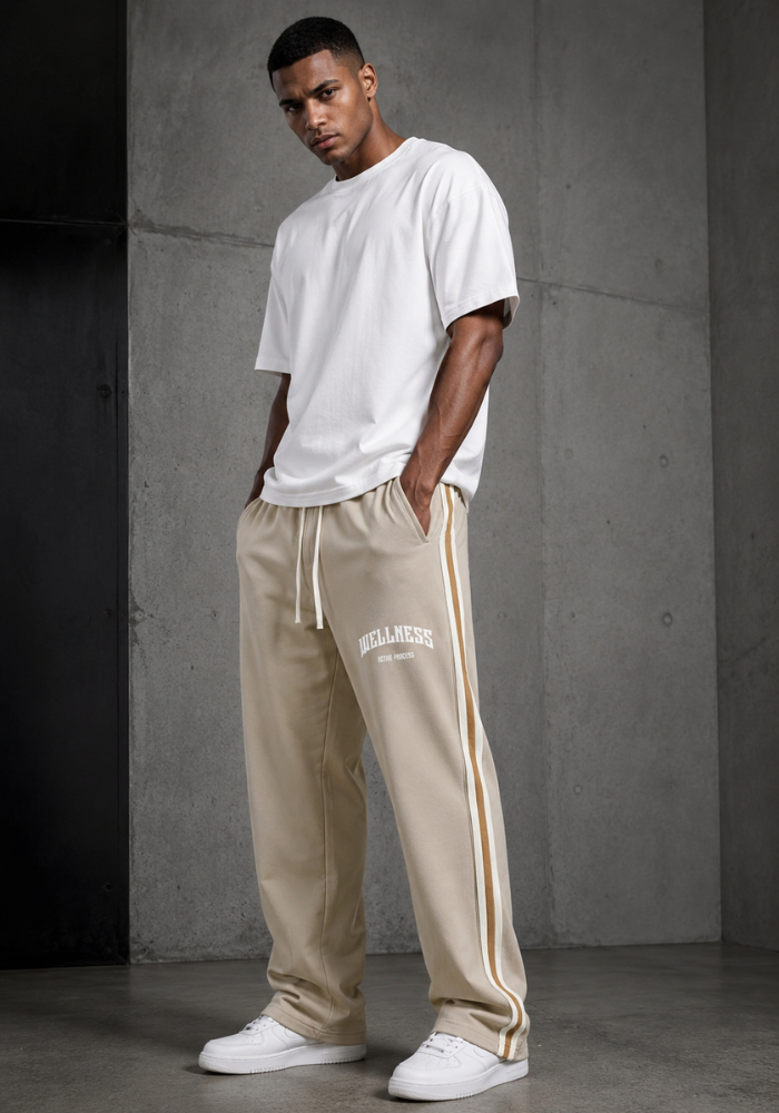 Wellness Side-Stripe Straight-Leg Pants