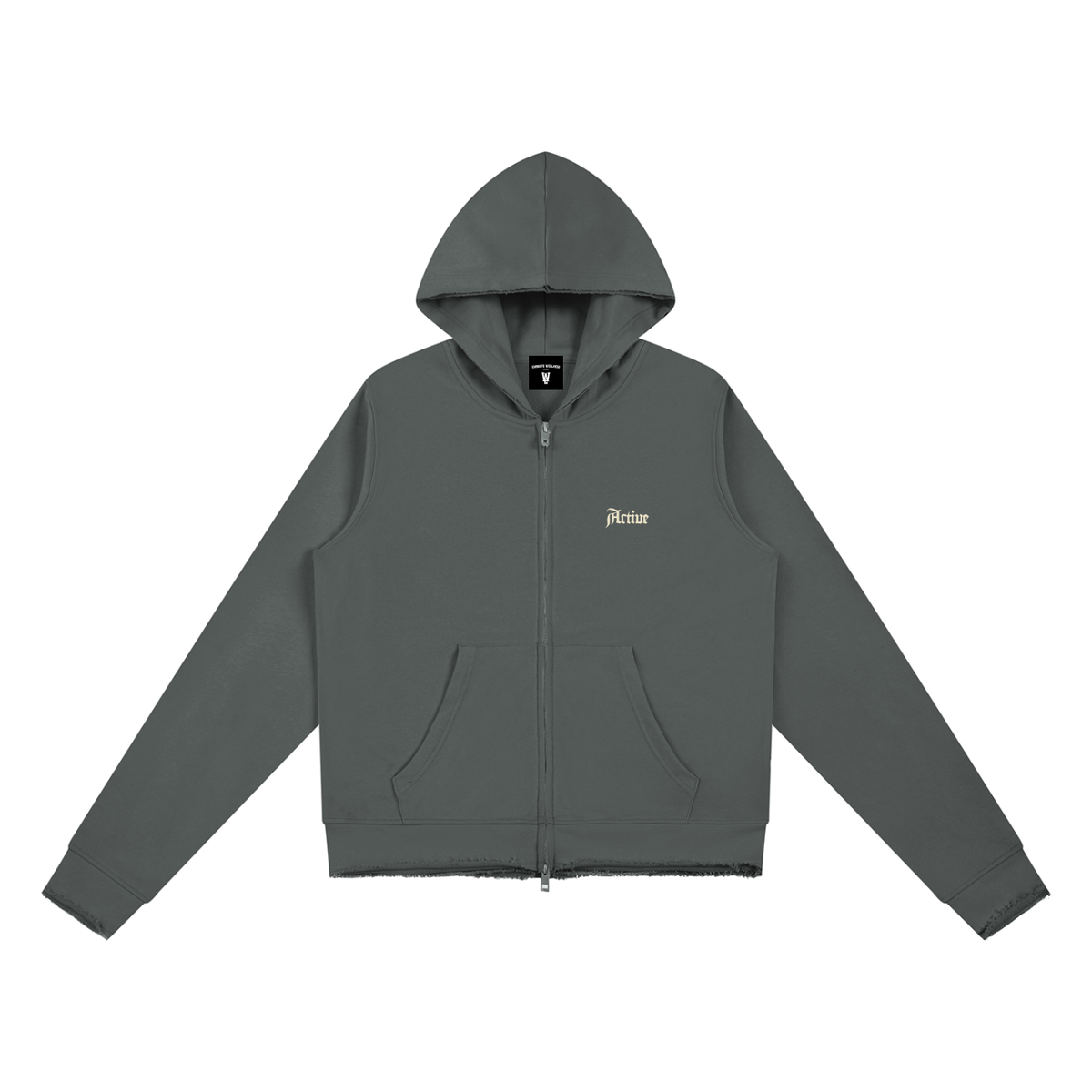 Active Raw Edge Full Zip Hoodie