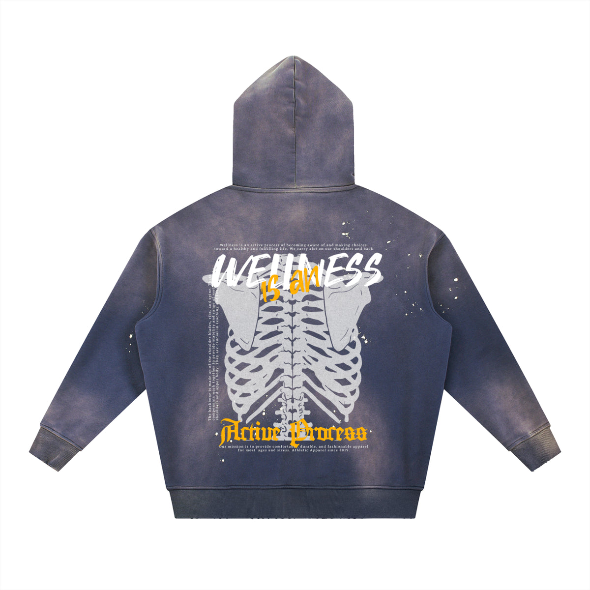 Active Frayed Fleece Hoodie-Yellow