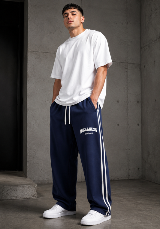 Wellness Side-Stripe Straight-Leg Pants