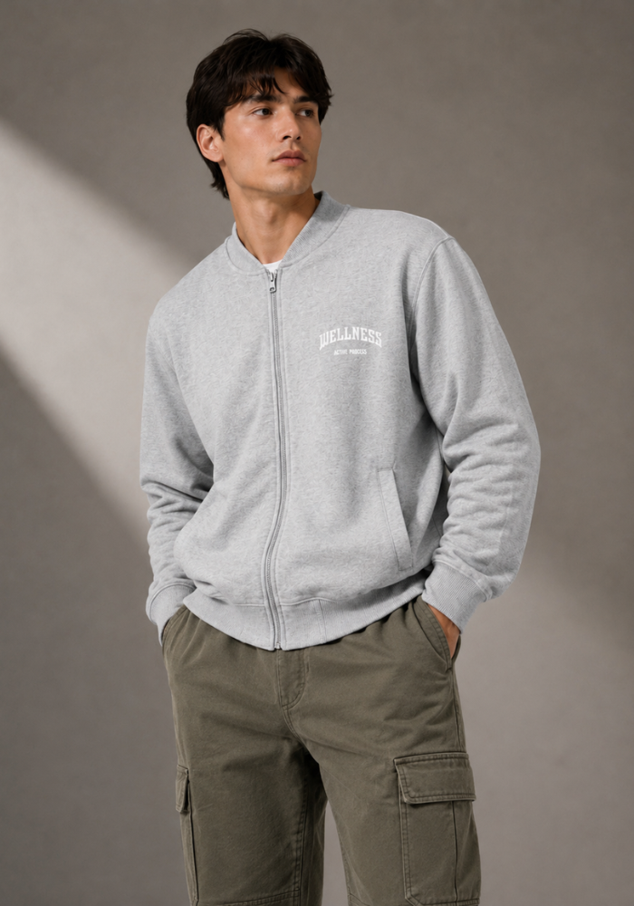 Wellness Zip-Up Fleece Varsity Jacket