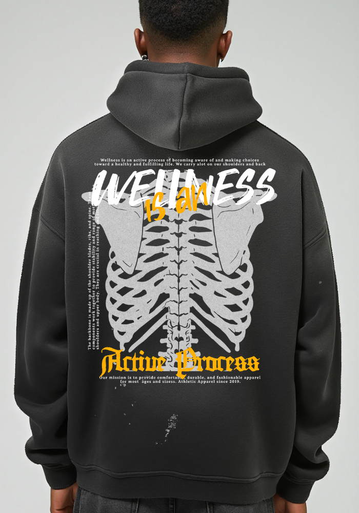 Active Frayed Fleece Hoodie-Yellow