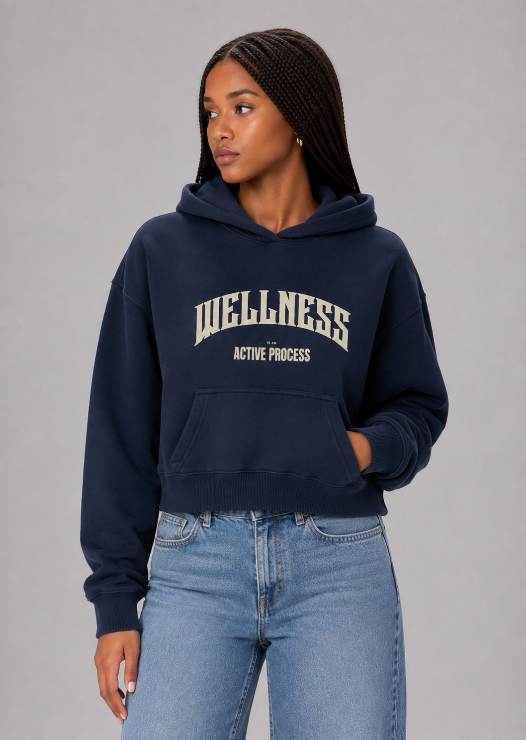 Wellness Vintage Cropped Hoodie