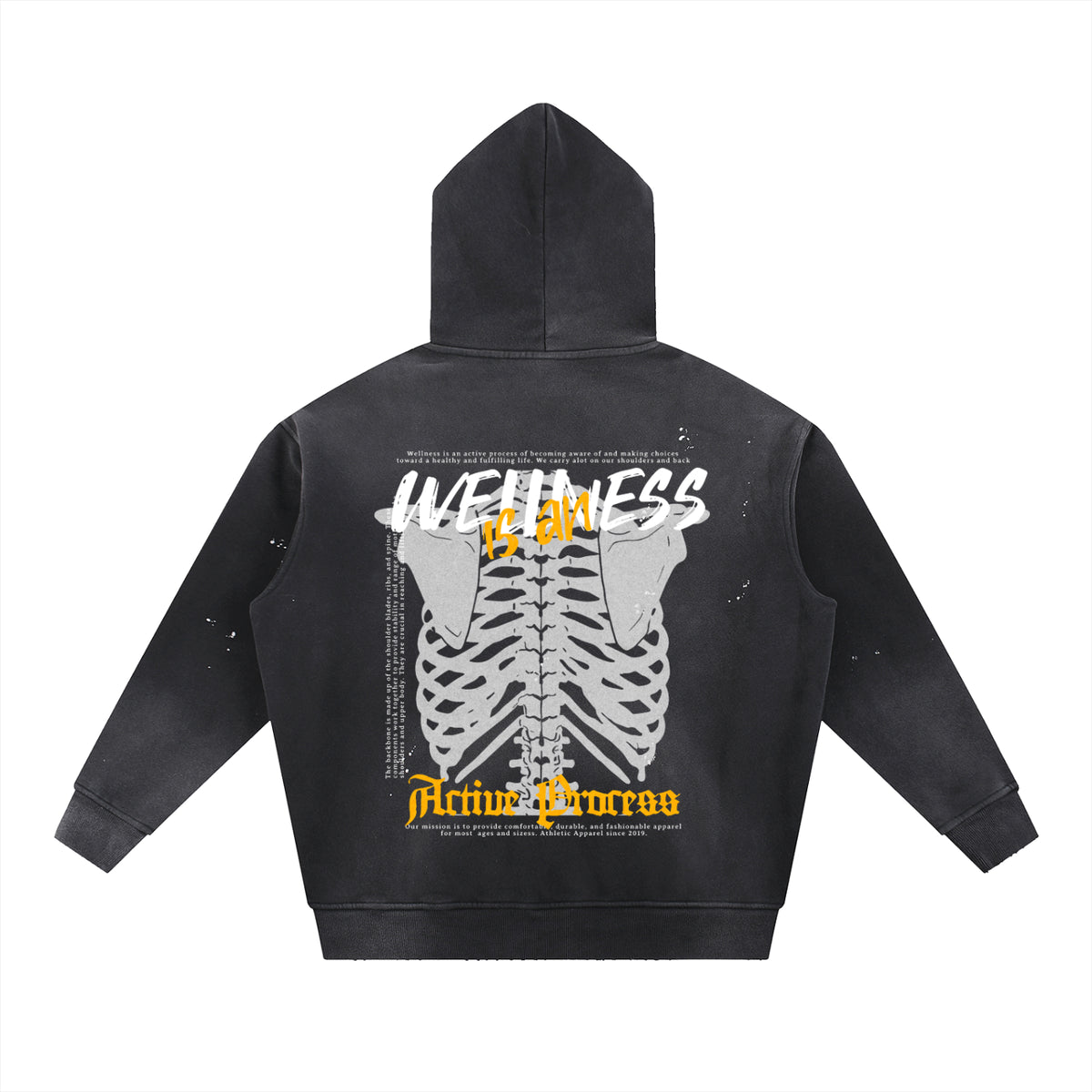 Active Frayed Fleece Hoodie-Yellow