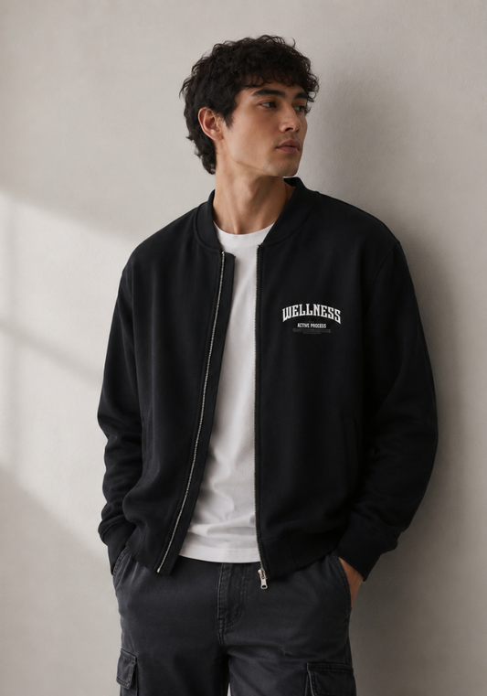 Wellness Zip-Up Fleece Varsity Jacket