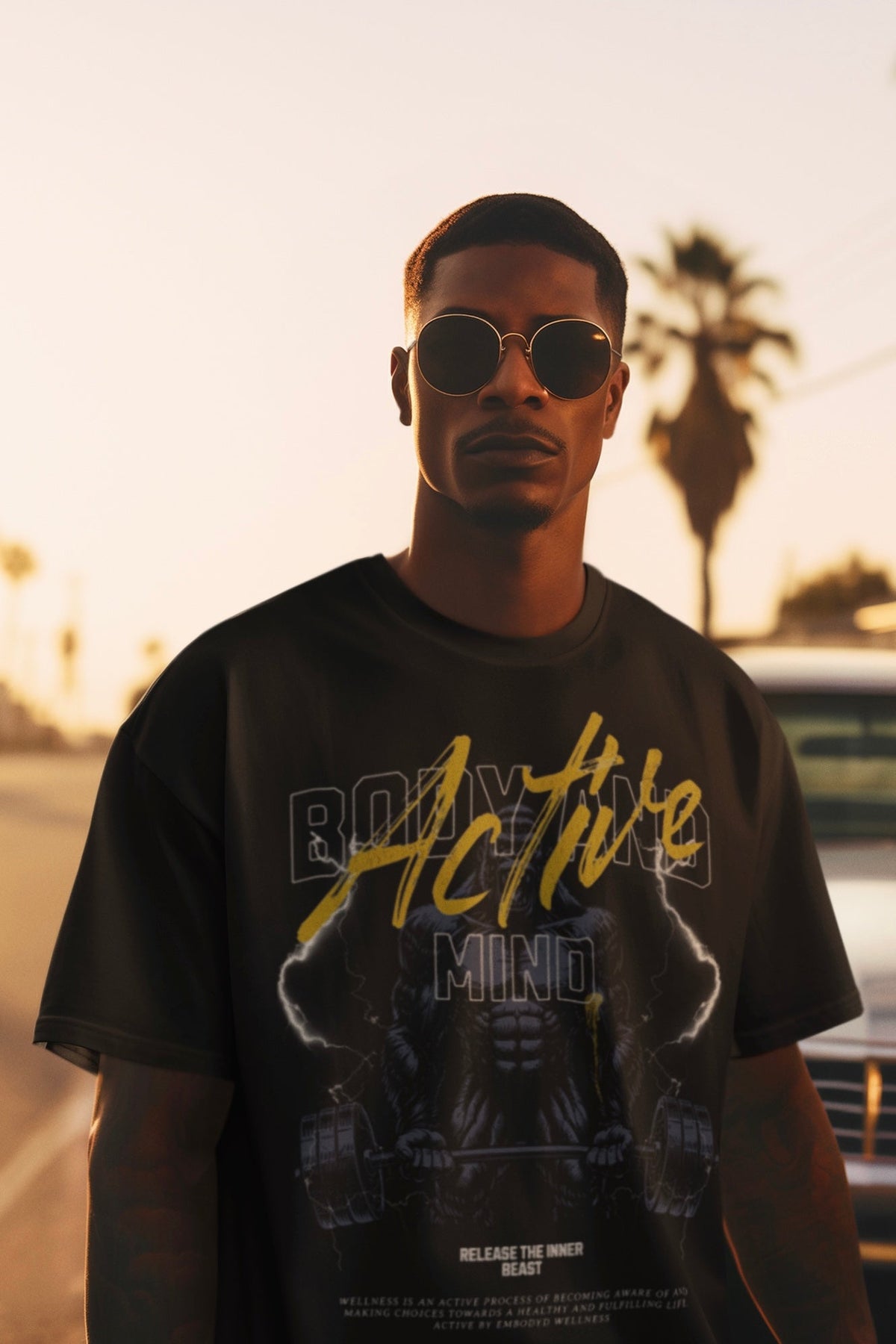 Active Beast Graphic Tee-Gold