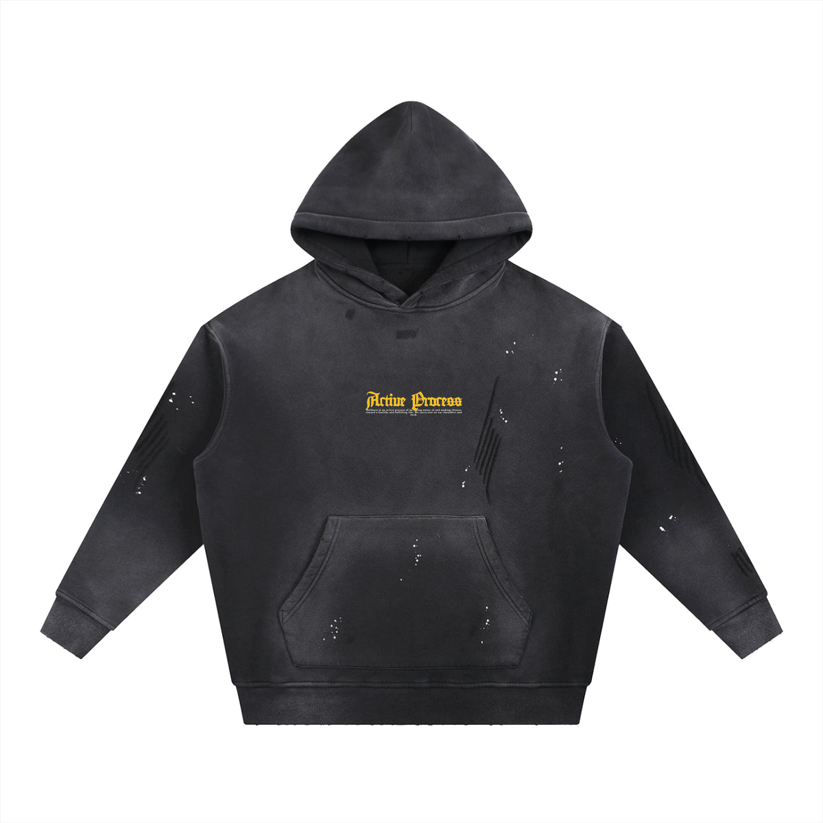 Active Frayed Fleece Hoodie-Yellow