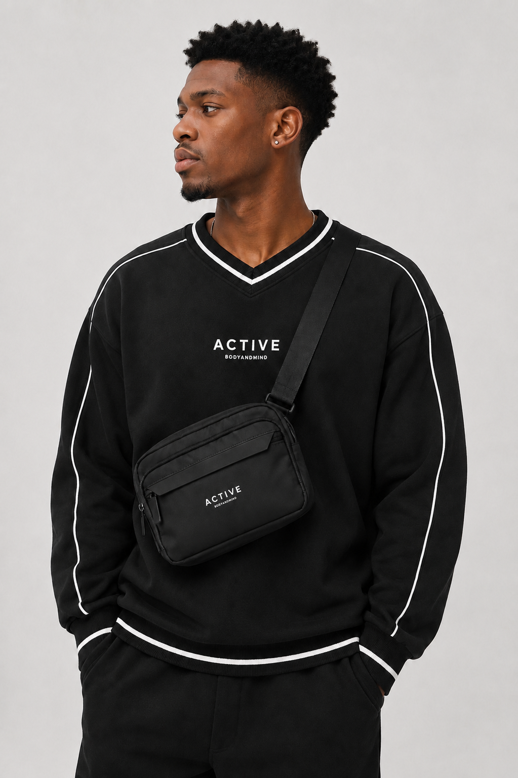 Active Color Block V-Neck Crew