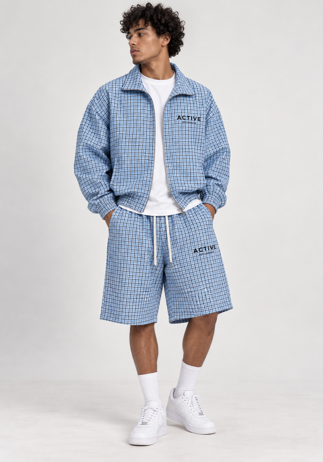 Active Plaid Drawstring Shorts