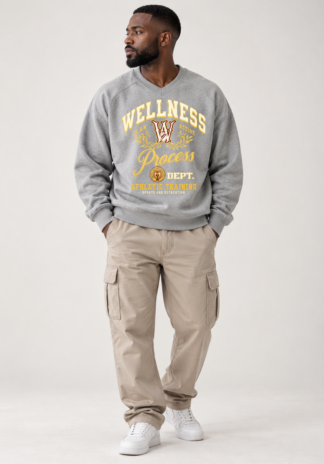 Wellness Sport V-Neck Crew-Grey