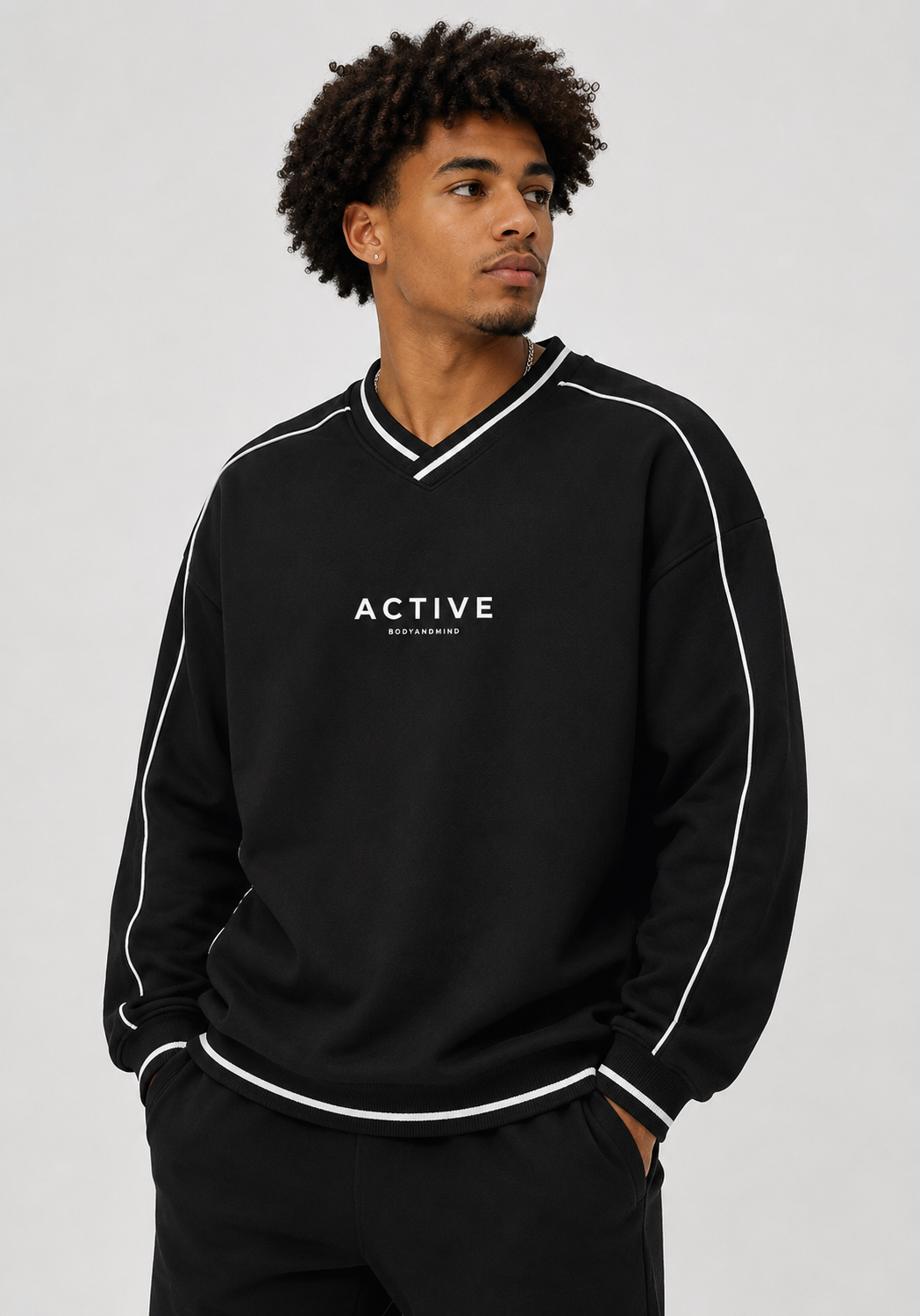 Active Color Block V-Neck Crew